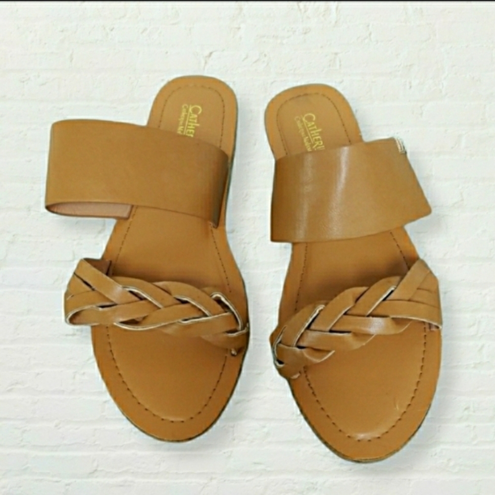 Catherine Malandrino Tan sandals w braided vamp size 8